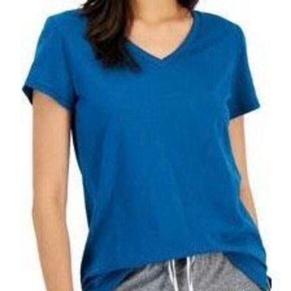 Charter Club Everyday Cotton V-Neck Pajama T-Shirt, Created for Macy's - Deep La - Picture 1 of 3